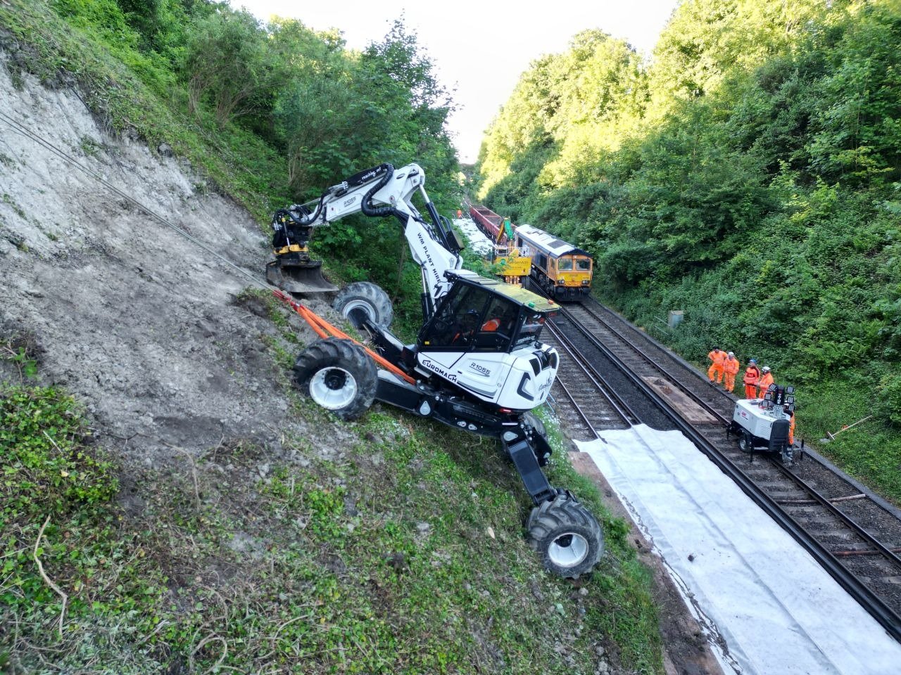 Vegetation removal along active rail corridor by VARMAN equipment